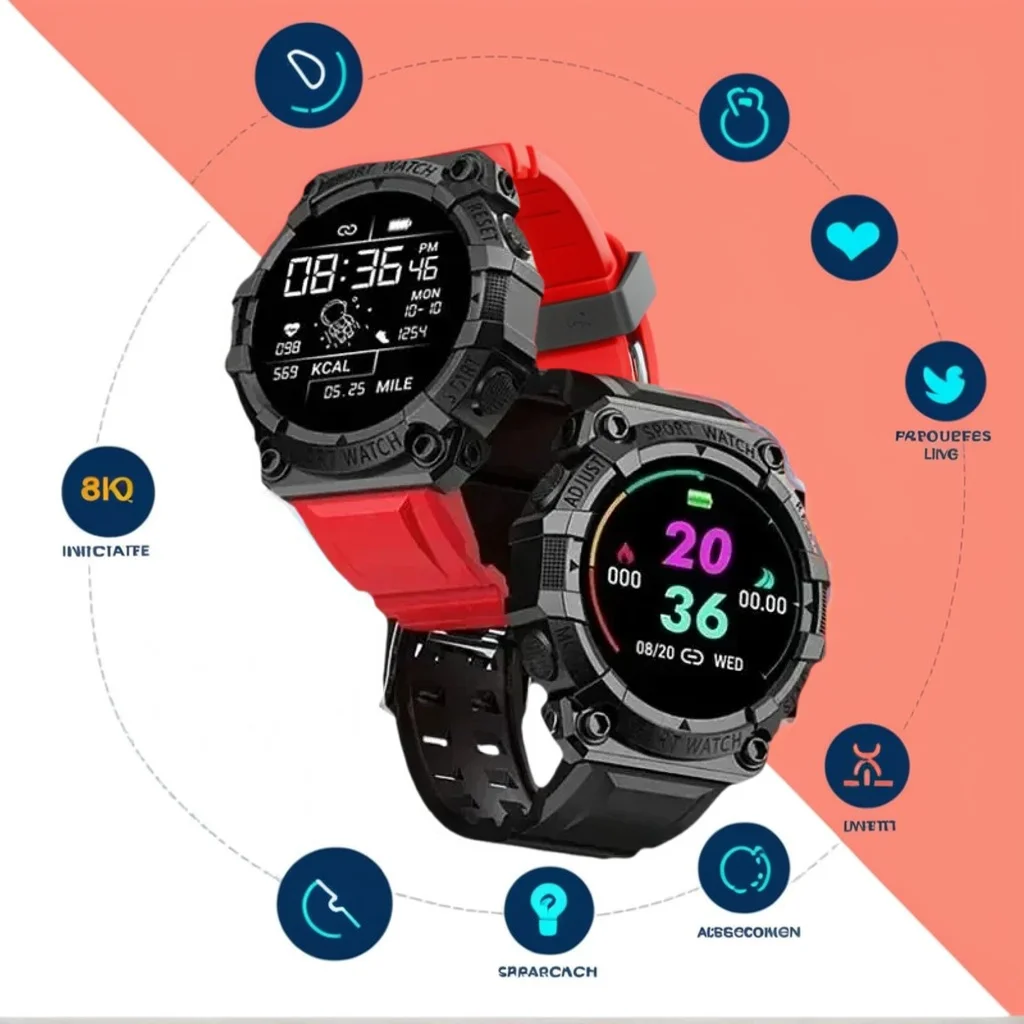 

Смарт-часы, фитнес-браслет - шагомер с музыкальным управлением BT и будильником, сообщение о погоде FD68S Y56