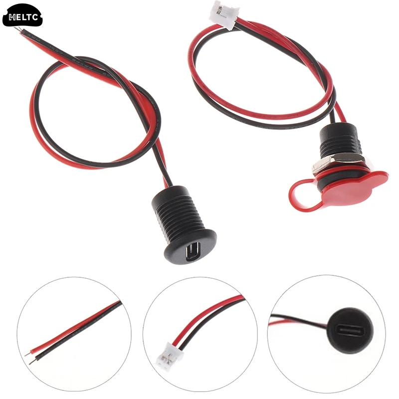 2Pin High Current Charging Socket With PH2.0 Nut Snap Lock Plate Type C Female Connector Jack Waterproof Socket With JST Cable