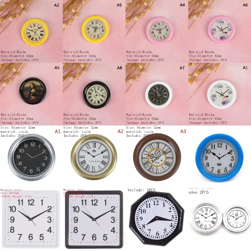 1:12 w skali żywicy domek dla lalek miniaturowy zegar ścienny do zabawy w domek dla lalek miniatury akcesoria do dekoracji domu zabawka zabawkowe meble