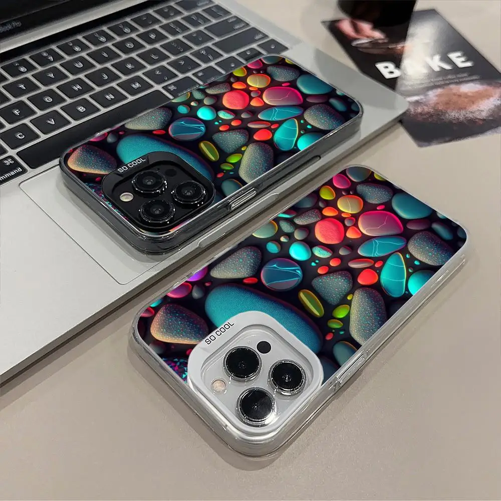 

Aesthetic Rock Stones Phone Case for iPhone 17 16 15 14 13 12 11 X XR XS Air Pro Max Plus Black Colorful Silver Cover
