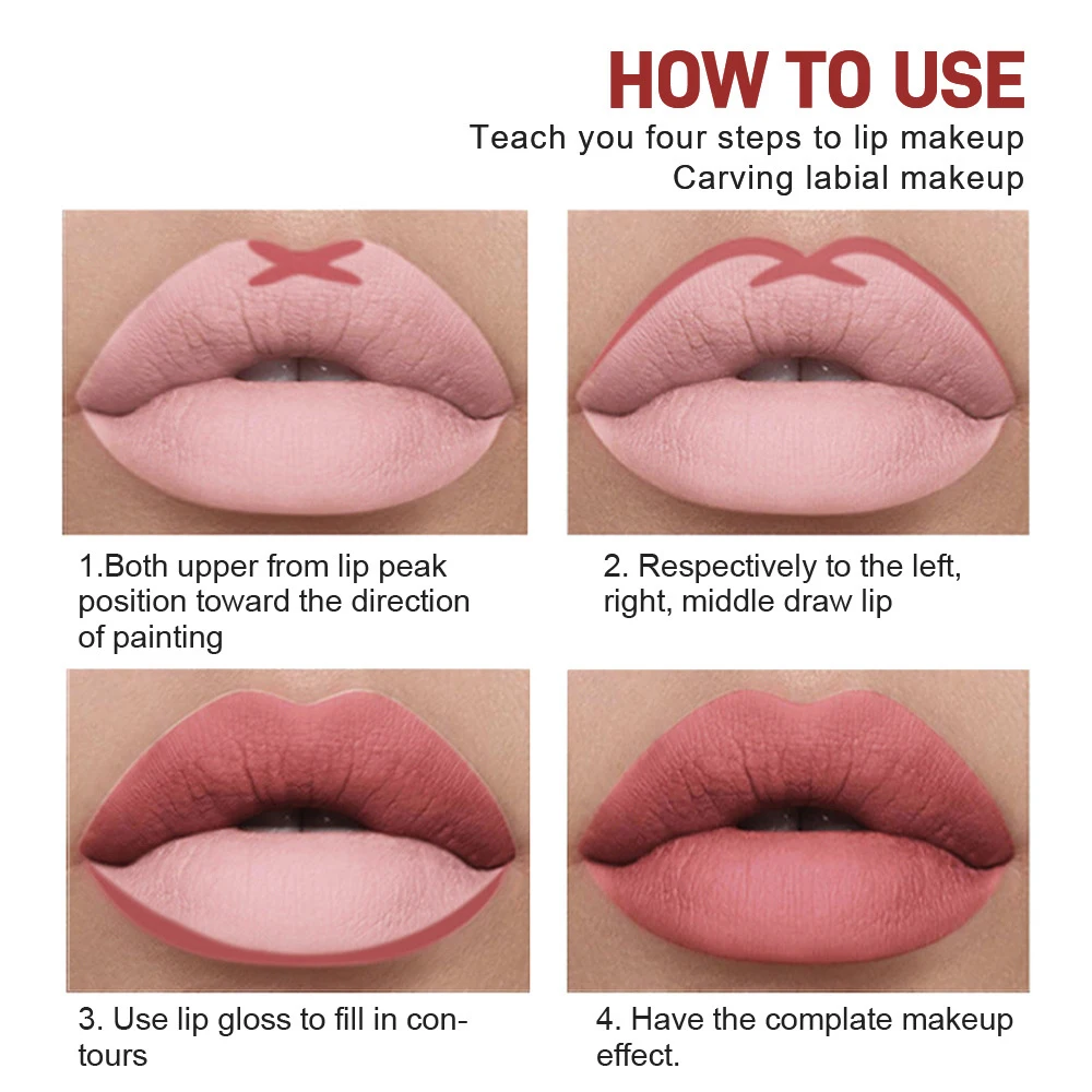 Duo Lock Lip Makeup Set Velvet Matte Matte Lip Liner + Lip Glaze