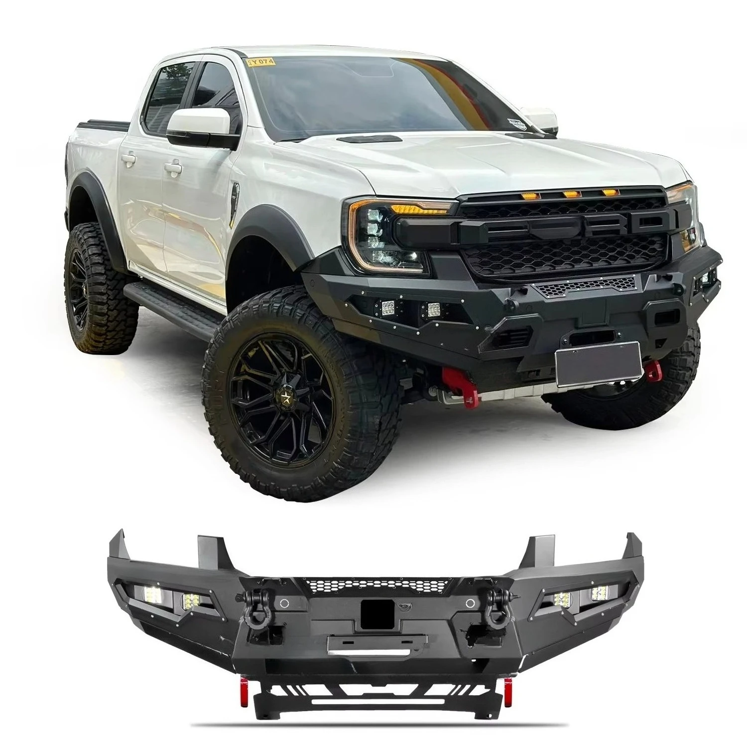 

4x4 Off-road Steel Crash Bar Front Bumper and Rear Bumper Suitable ForFord RANGER Wildtrak XLT XLS XL 2022 2023+T9 EVEREST 2023