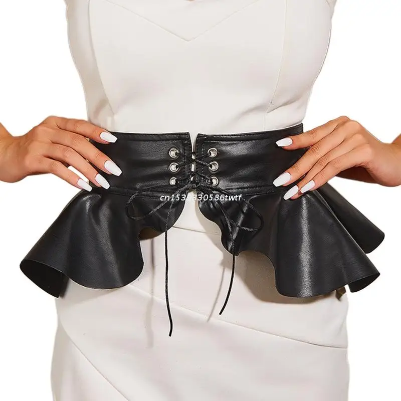 

Dress Corset Belt Fashion Leather Pleated Skirt Peplum Belt Dropship