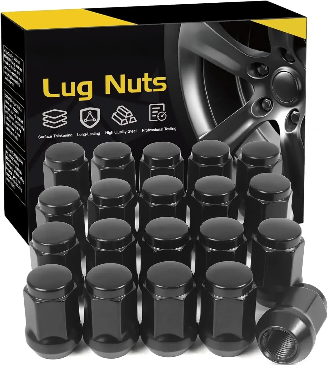 

20pcs 1/2-20 Lug Nuts for Jeep Wrangler/ Liberty/ Grand Cherokee Aftermarket Wheel Black or Chrome Closed End Lug Nuts