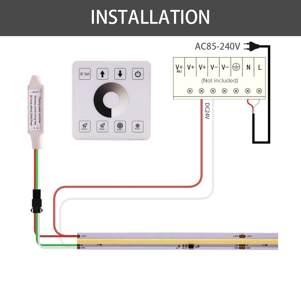 WS2811 IC COB 24V DIM LED Light Strip indirizzabile 420Led/m 50W flessibile ad alta densità FOB COB LED Lights RA90 3000K 4000K 6000K