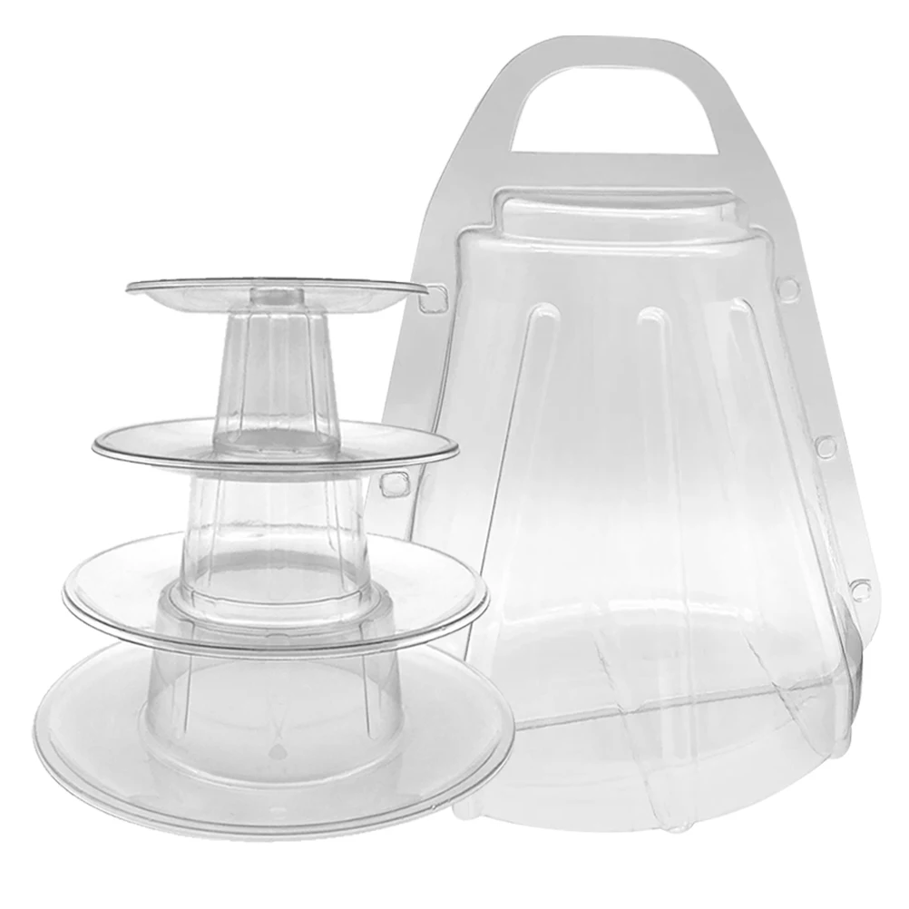1 Satz Makronenbox aus Kunststoff, transparent, für Desserts, Verpackung, Behälter, Griff, Kuchen, Kekse, Aufbewahrung, staubdicht, fliegengeschützt, leicht zu tragen