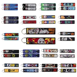 Halloween Series Embroidery Key Fobs Horror Movie Key Tags Keychain For Motorcycles Cars Key Ring Accessories Chaveiro Jewelry