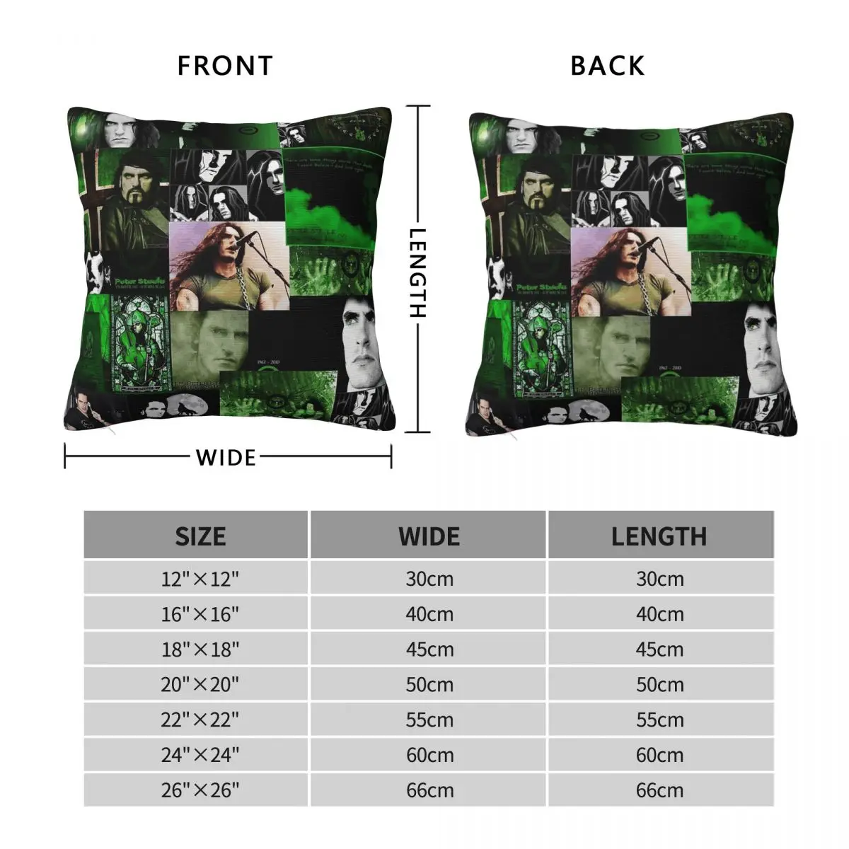 Peter Steele Type O Negative Square Pillowcase Polyester Linen Velvet Pattern Zip Decorative Sofa Cushion Cover