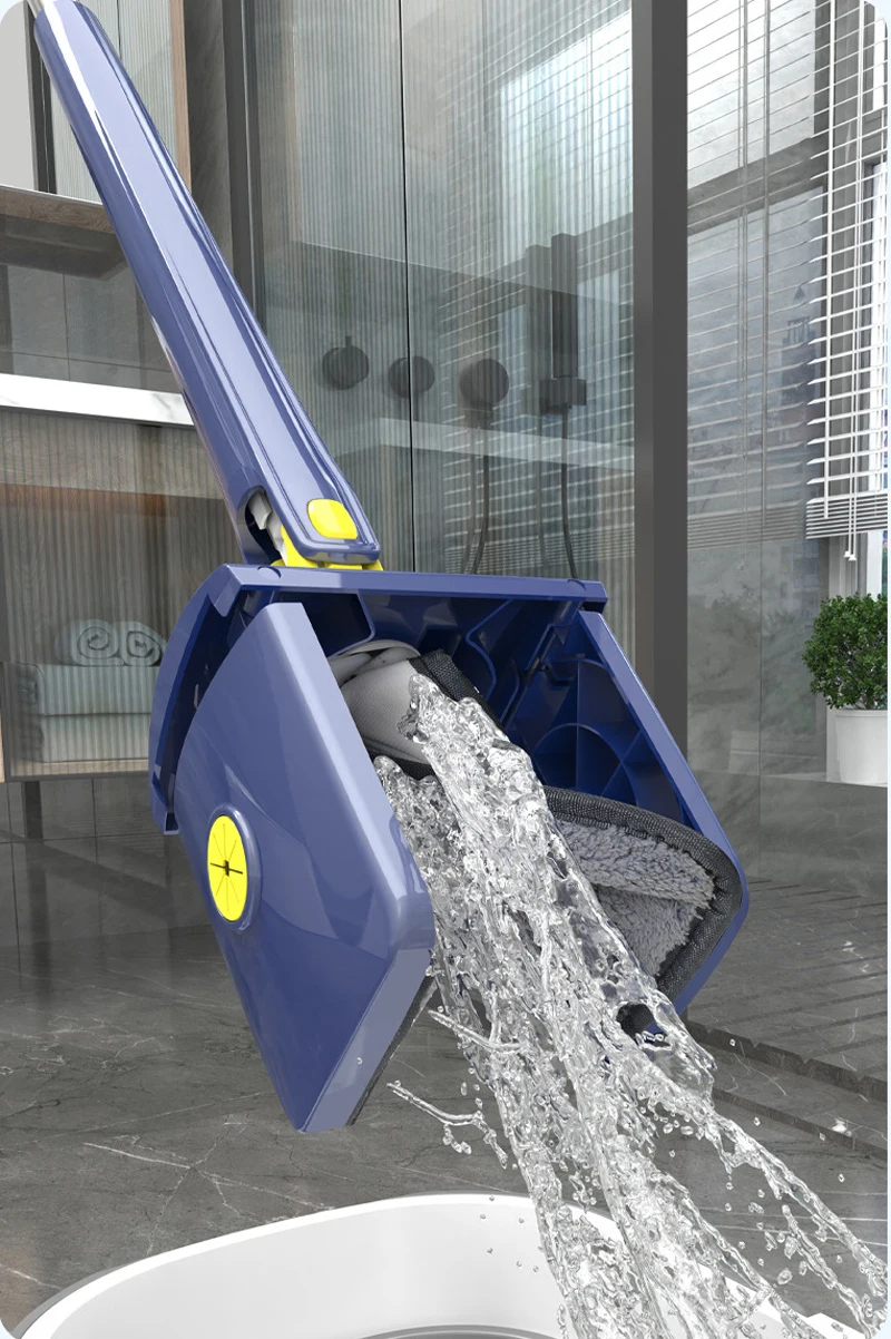 2026 Self-wringing Twist Lazy Mop Squeeze 360 Rotating X-type Free Hand Washing Glass Flat Floor Stair Dust Corner Cleaning Tool