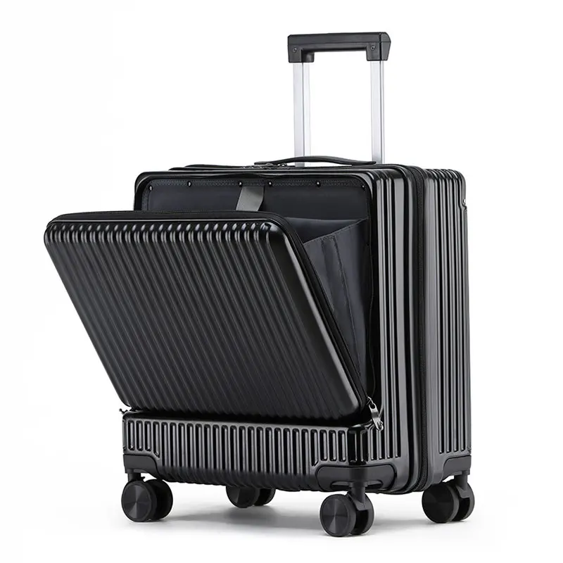 Front Opening Suitcase Men and Women Luggage 20 Inch Silent Boarding Cabin Suitcases on Wheels Strong and Durable Aluminum Frame