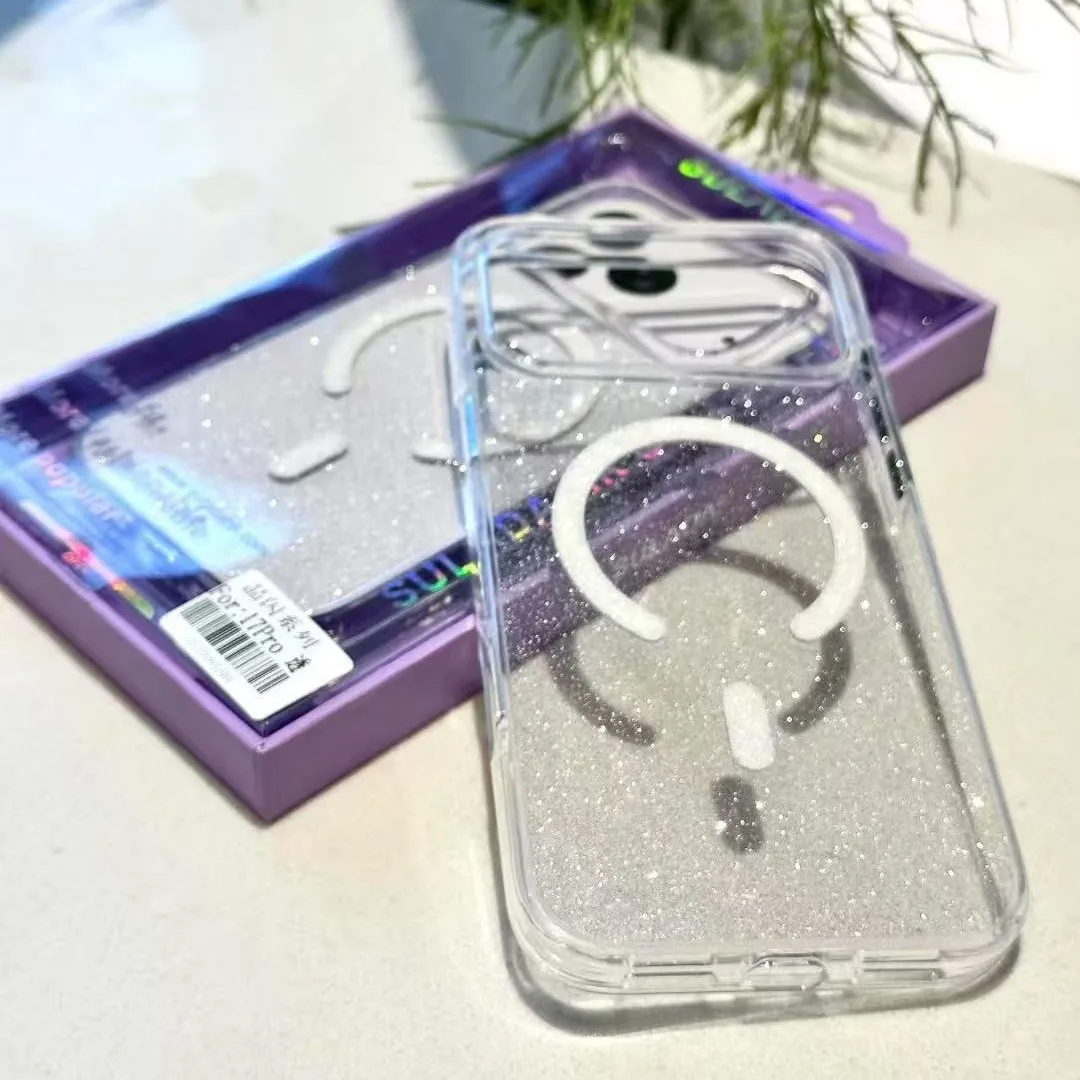 

Блестящий чехол для телефона iPhone 17, чехол SULADA Crystal Flash Injection Flash Powder Anti-Fall с магнитным чехлом для iPhone 17 Pro