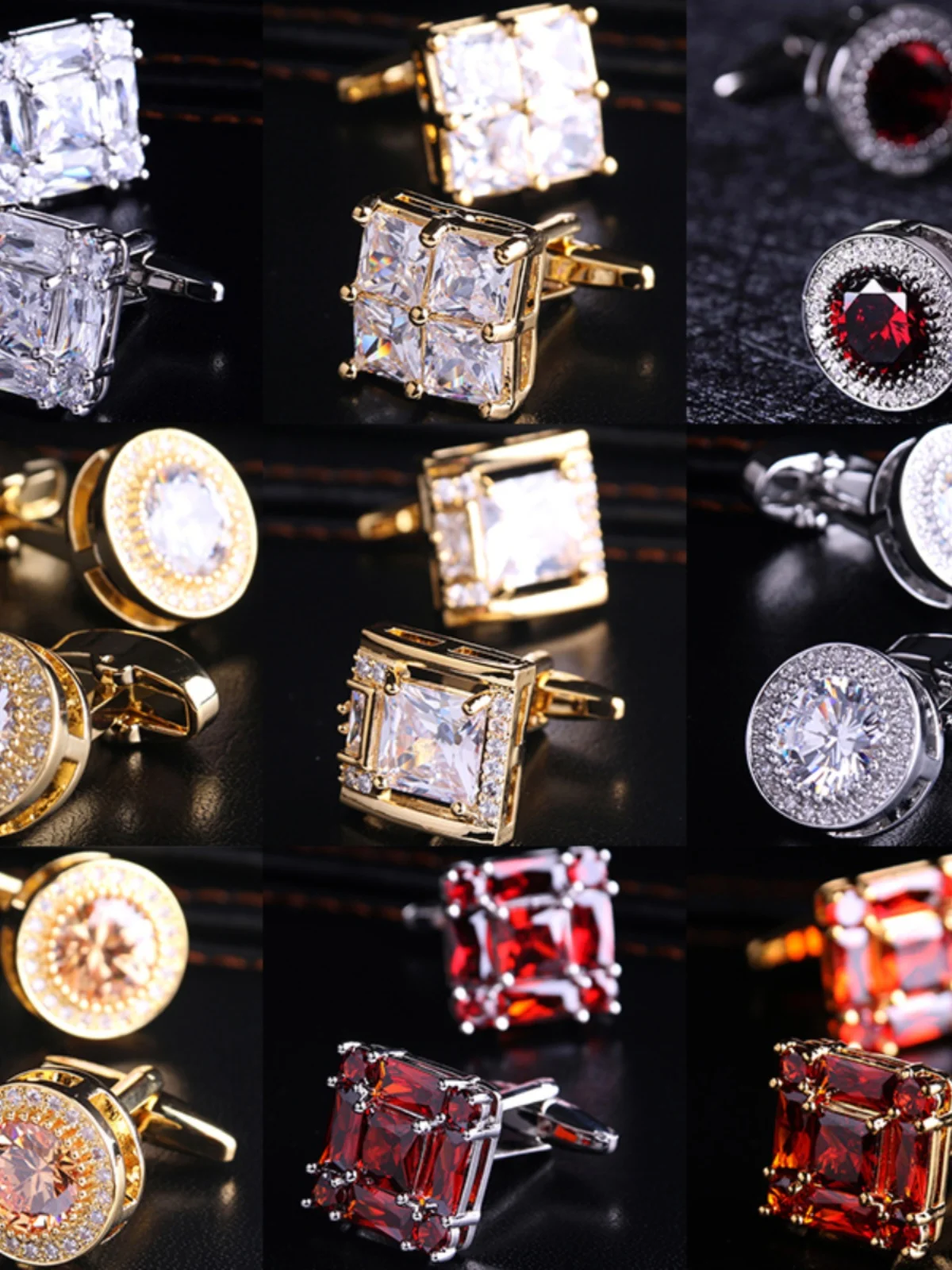 

High-end French Men's Shirt Cufflinks Sleeve Spikes Men's and Women's Crystal Cufflinks Business French Buckles
