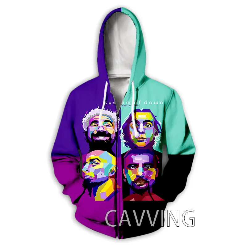 CAVVING 3D Printed  System of A Down  Zipper Hoodies Zip Hooded Sweatshirt Harajuku Hoodie Sweatshirt for Men/women   K02