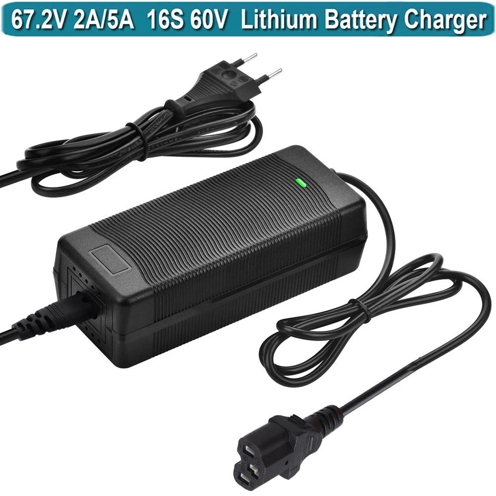 67.2V 2A 135W Electric Charger, 60V 16S Lithium Battery pack Charger for 60 Volt Electric  Battery Charger, T plug