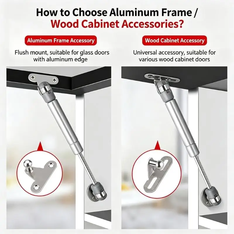 652F Hydraulic Cabinet Lift Support Stay Soft Close Hinge Set, 100N Metal Door Support with Mounting Screws for Wall and Display