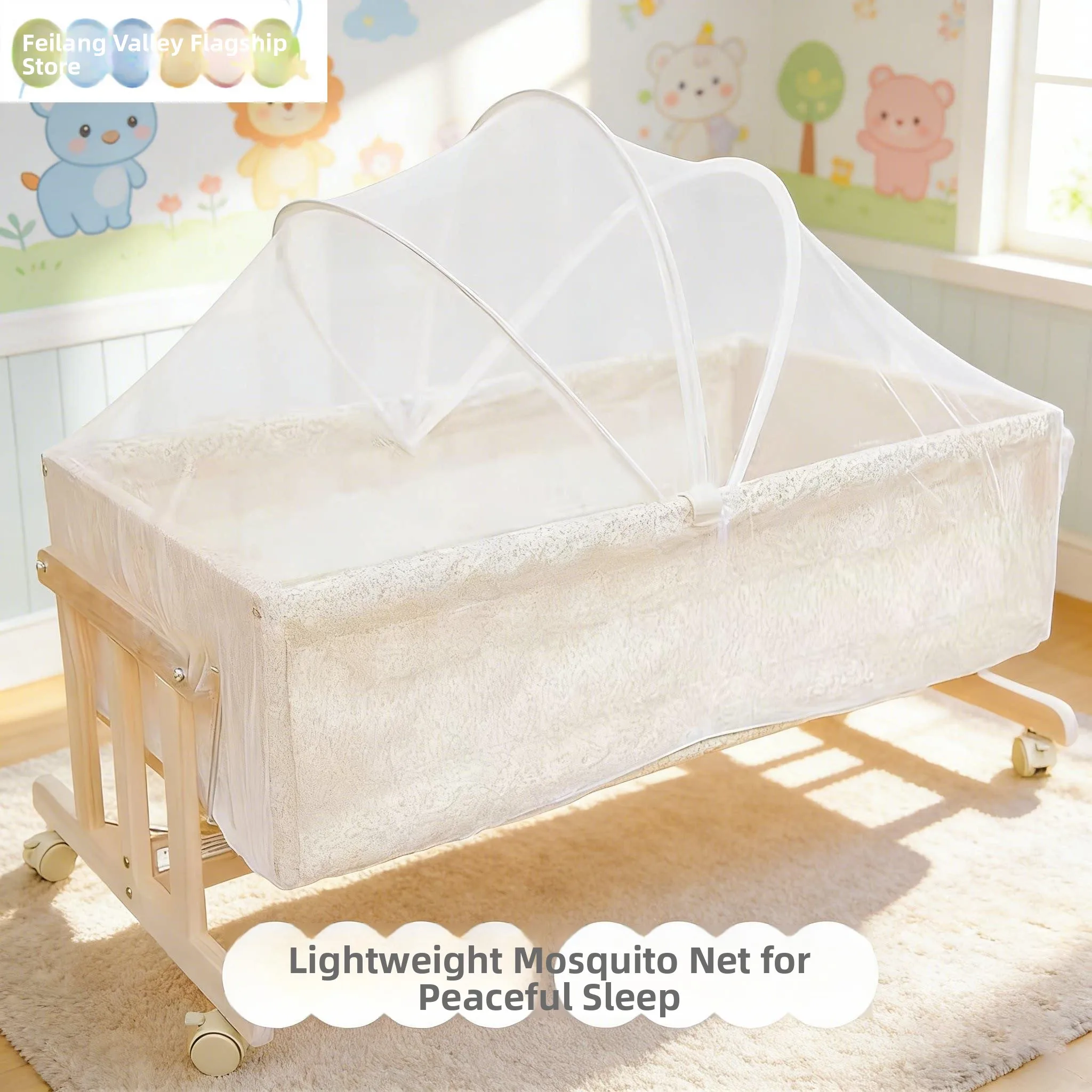 

Детская москитная сетка-палатка с полным покрытием, защитой от падения, складным дном, в монгольском стиле, для детской кроватки, с дышащим нейлоновым верхом