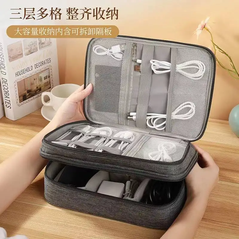 Portable Electronics Storage Organizer Bag for Cables Chargers Power Bank Travel Accessories Digital Gadget Carrying Case