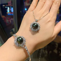Tahitian Big Pearl Bracelet Necklace for Women Wedding Party Jewelry Set Anniversary Gift Luxury Vintage Boho Valentines Day