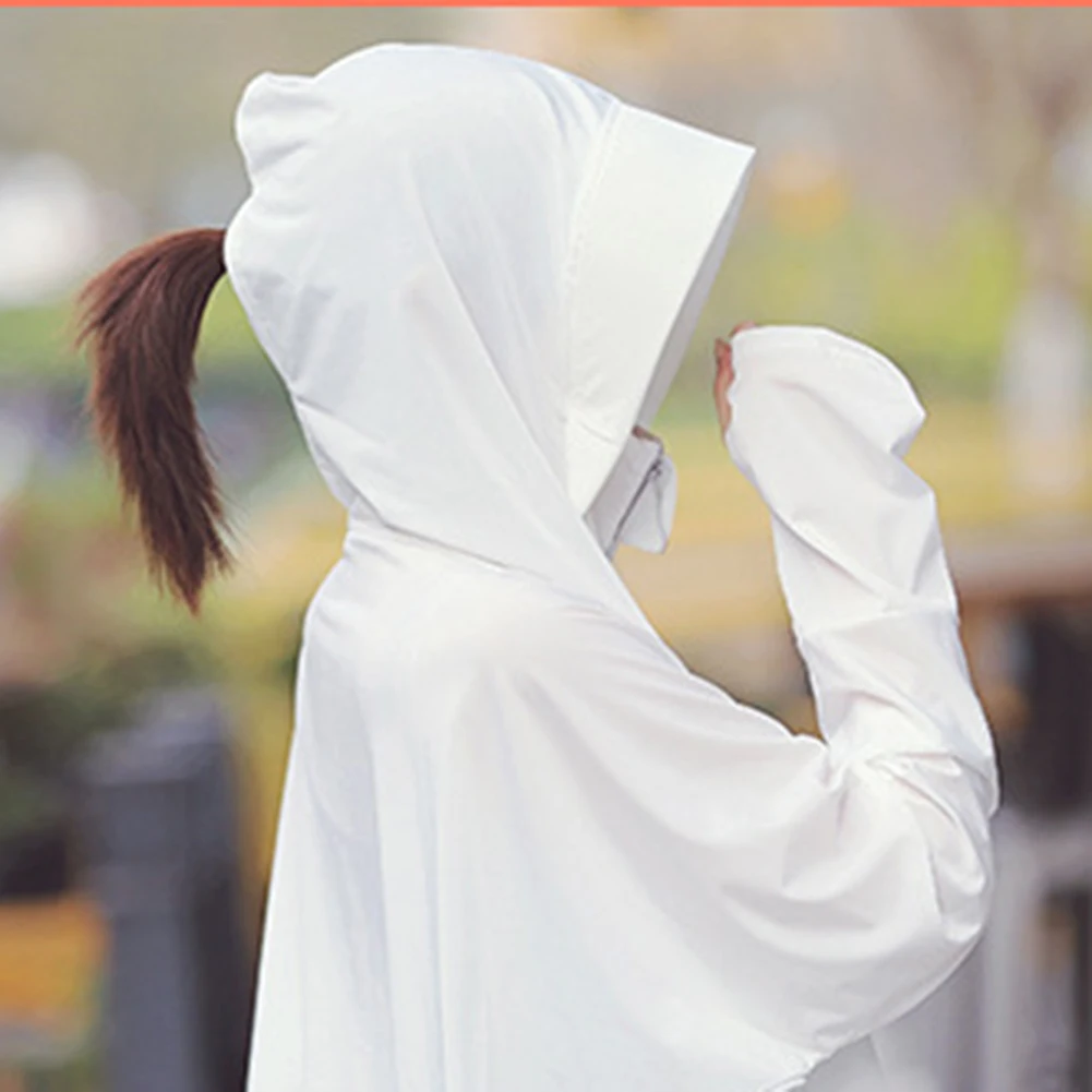 For Women Hooded Sun Protection Fir Casual Ice Silk Long Sleeves Moderate Elasticity Regular Solid Color Comfy