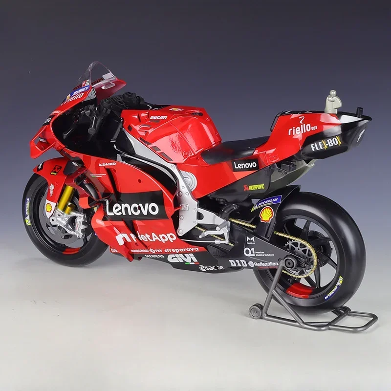 Maisto-Modèle de voiture de course DucSauLenovo Team, Simulation de voiture de moto, Alliage, #63 Franceeco Bagnaia Moto GP, 1/6, 2022