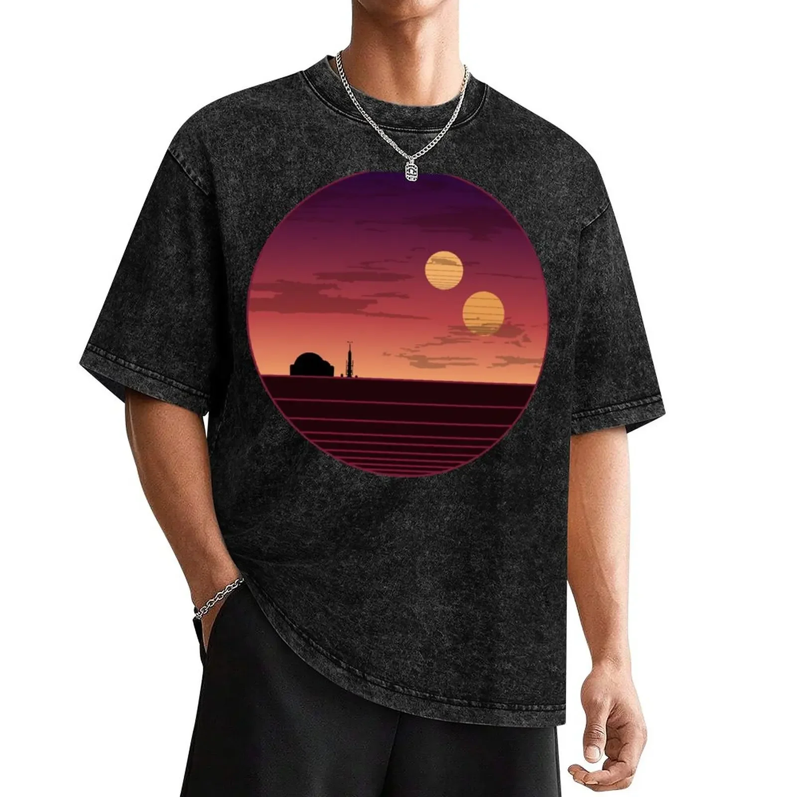 

The Binary Sunset T-Shirt summer top plain for a boy graphic tee shirt t shirt men