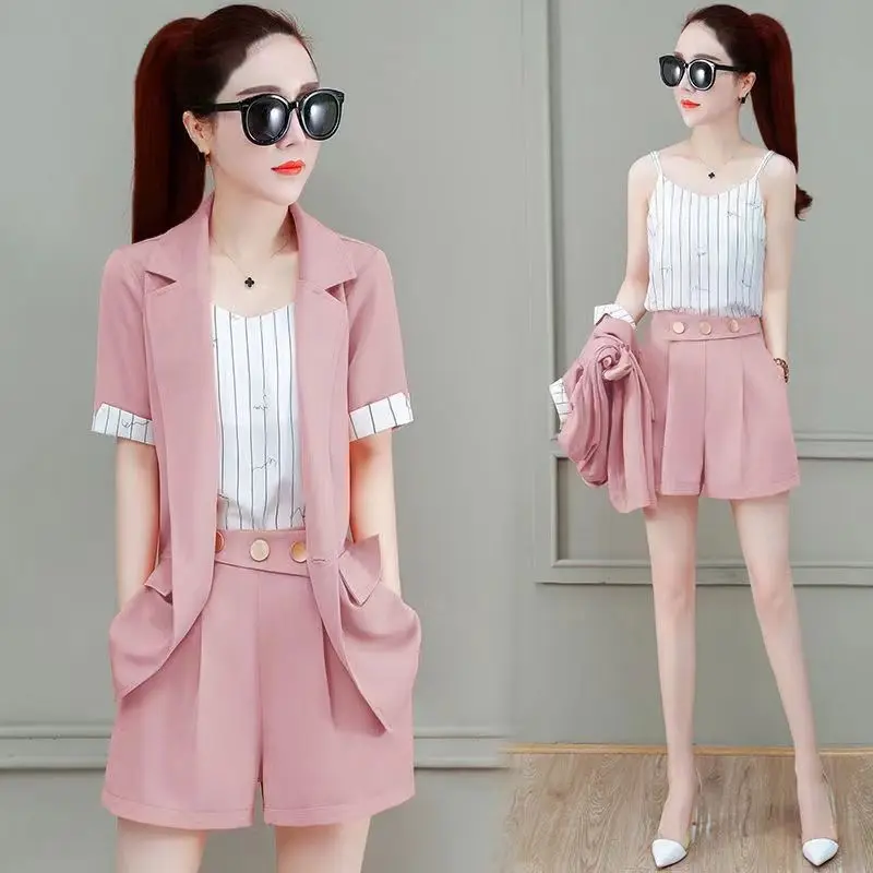 2024 New Fashionable and Elegant Suit Set Spring/Summer Internet Popular Suit Shorts Three Piece Set for Women