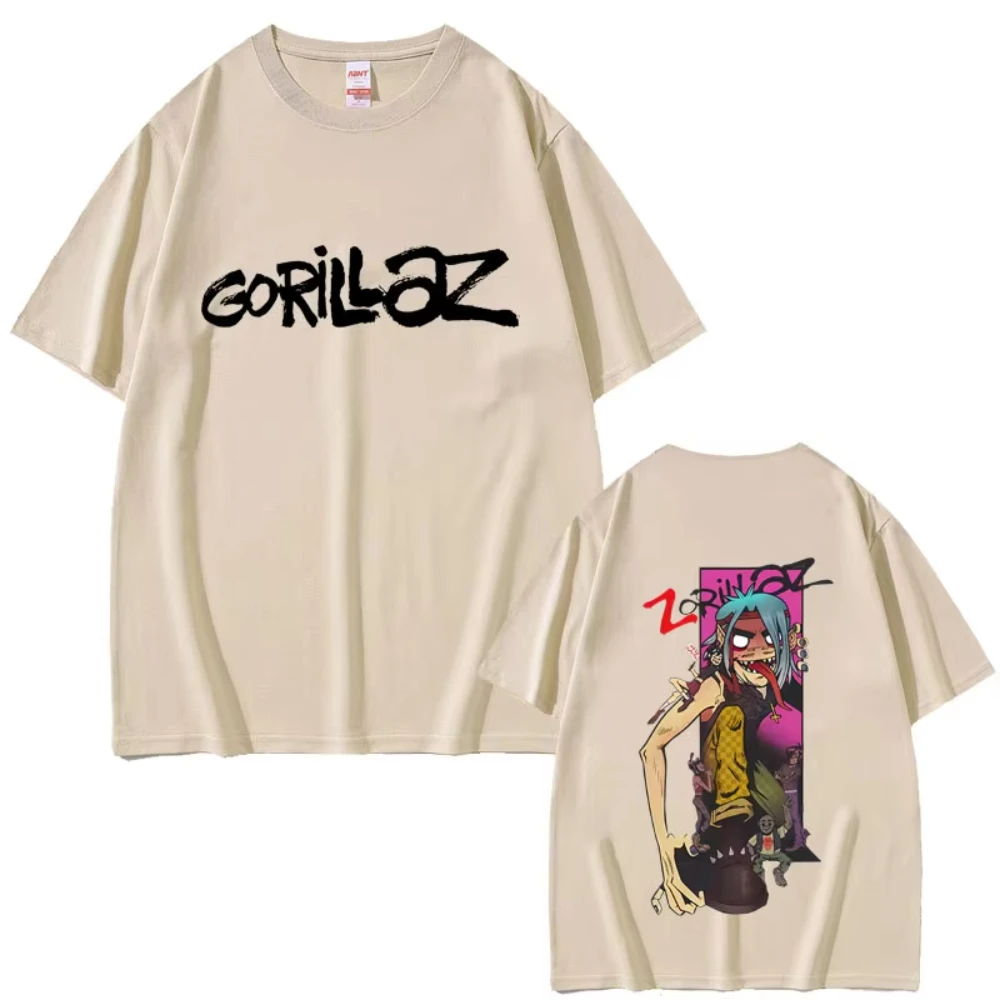 Gorillaz Band T-Shirt für Herren und Damen, Hip-Hop-Rock-Mode, übergroßes Streetwear-T-Shirt für Damen, hochwertiges, weiches Baumwoll-Kurzarm-T-Shirt