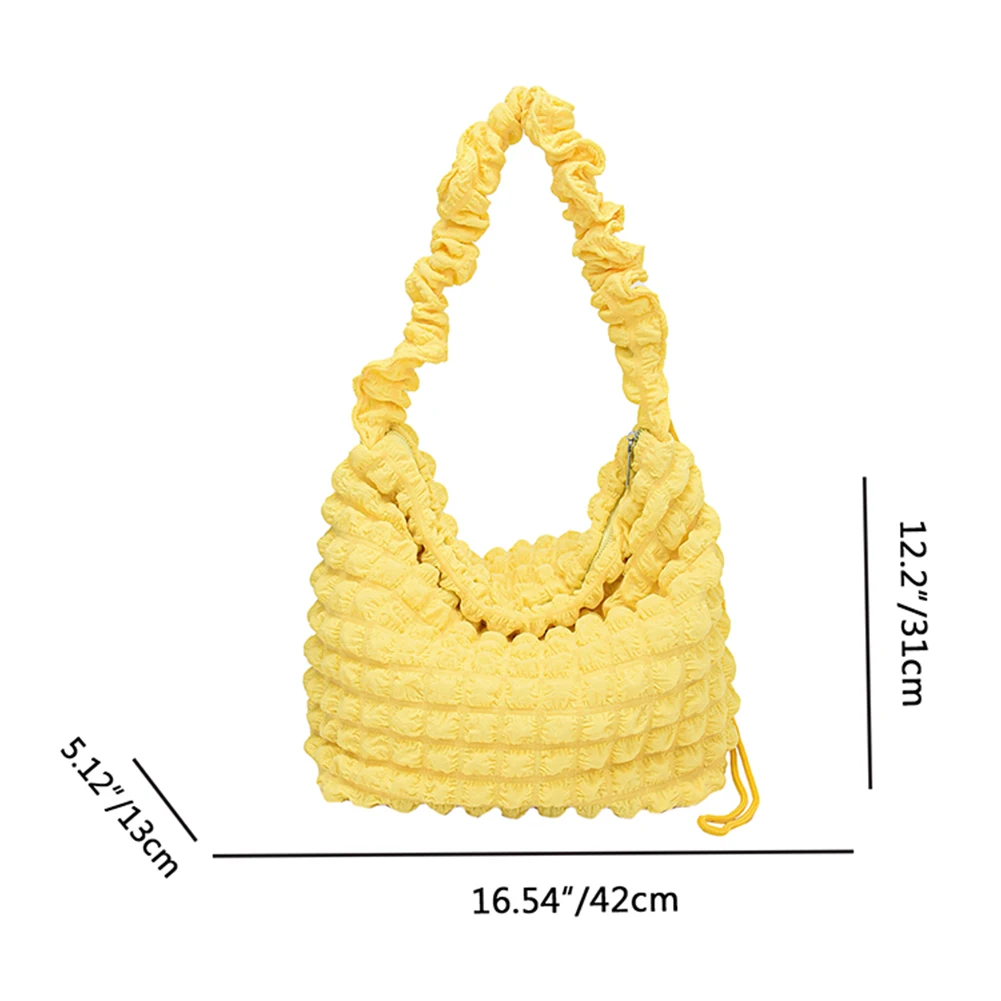 Women Handbags Cute Messenger Bag Pleated Clutch Purse Bubbles Large Capacity Soft Cloth Fabric Shopping Bag Crossbody Bag