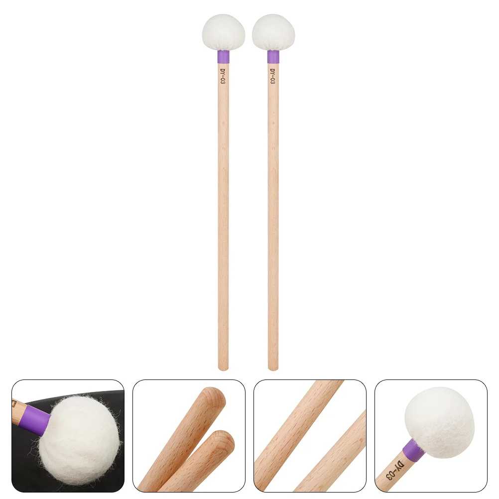 2 Pcs Felt Drumstick Accessory Timpani Sticks Hammer Black Percussion Instrument