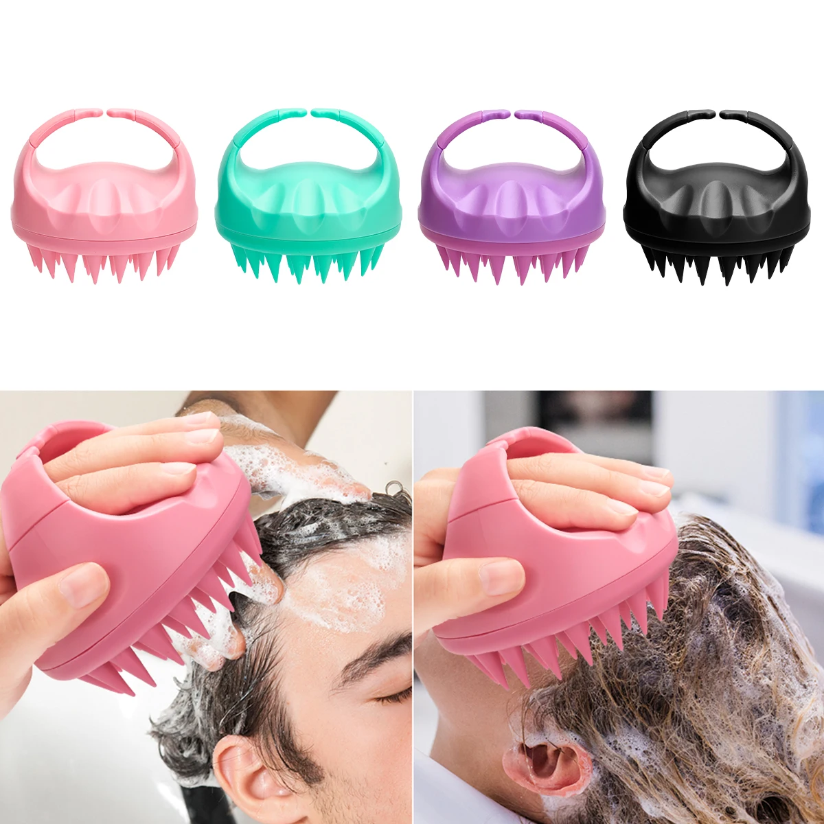 Massageador de couro cabeludo de silicone - Escova de shampoo de limpeza profunda para coceira no couro cabeludo e cuidados profissionais de cabelo |   Pente de shampoo com óleo essencial