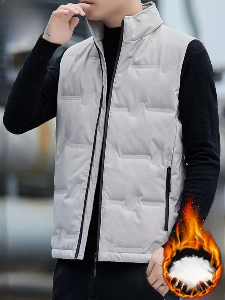 

Мужской пуховый жилет Paul для осени и зимы, с воротником-стойкой, теплый, однотонный, молодежный, повседневный, на молнии