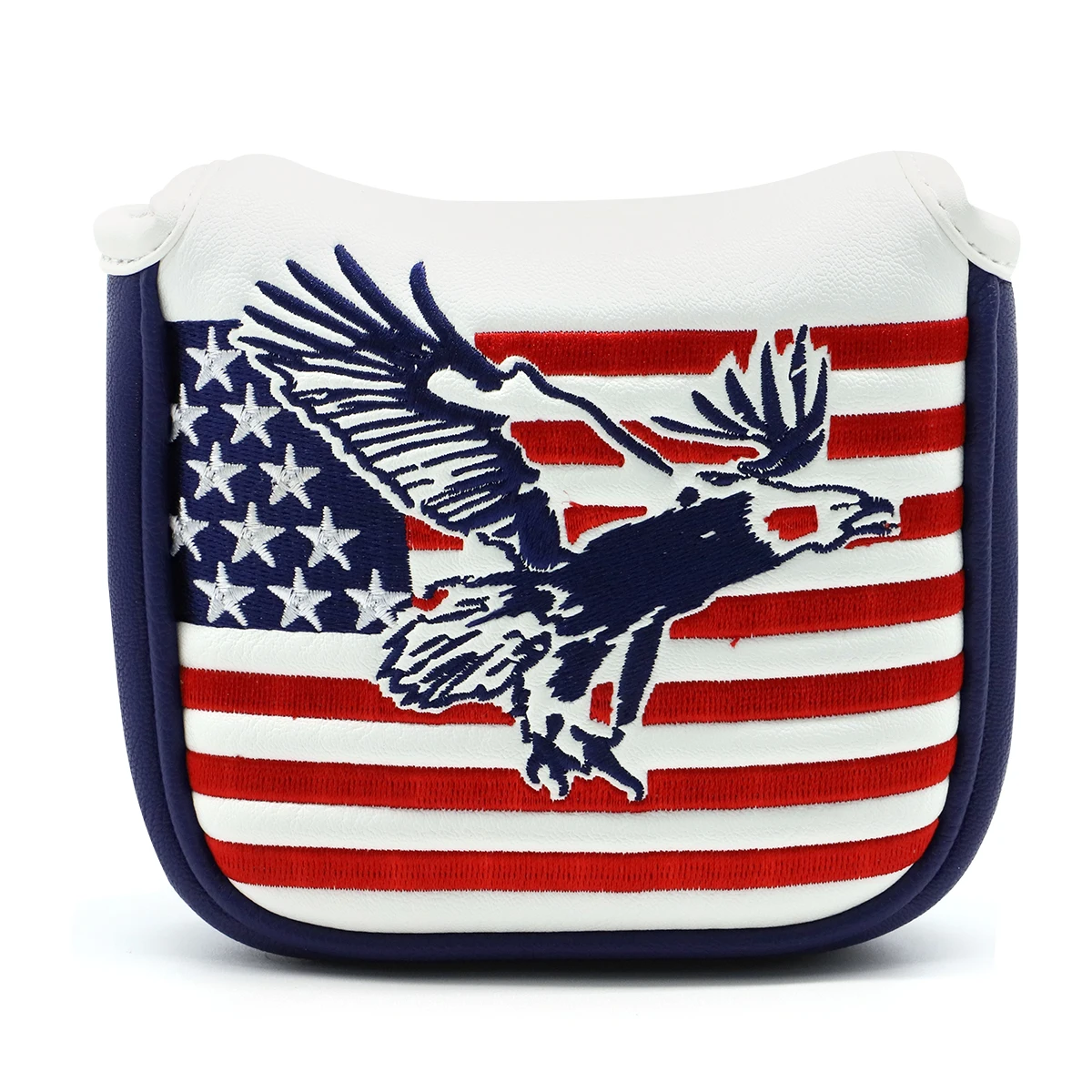 High Quality Golf Headcover USA Falg Head Cover for Mallet Putters Golf Head cover with Magnet Premium Leather