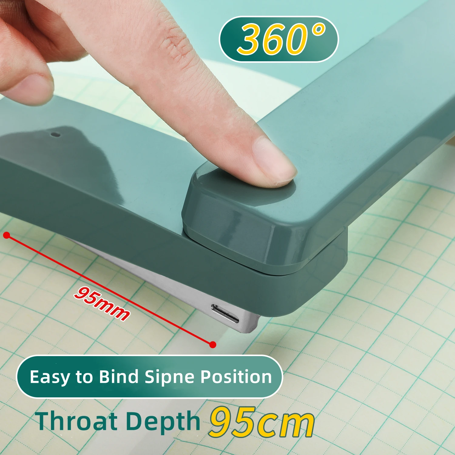 Heavy Duty 360° Rotary Stapler, Metal & Long Arm, Multifunctional, Effortless, for Office & Professional Use, High Capacity