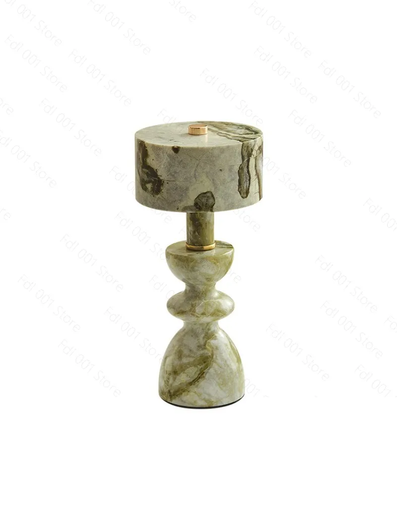 Marble jade table lamp coffee desktop bar lamp Nordic ins creative simple rechargeable bedside night light