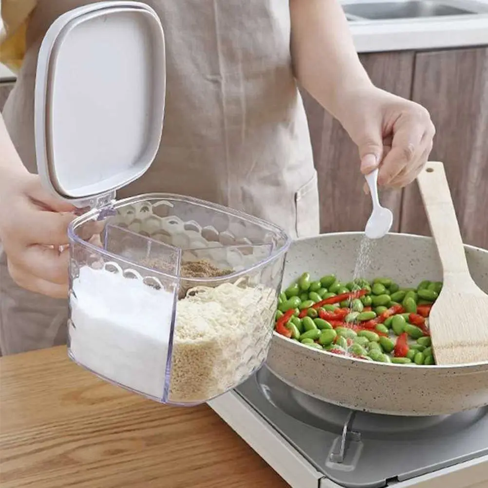 

3Pcs Kitchen Seasoning Jar Multi-Function Spice Storage Box Plastic Condiment Dispenser Seasoning Organizer Condiment Container
