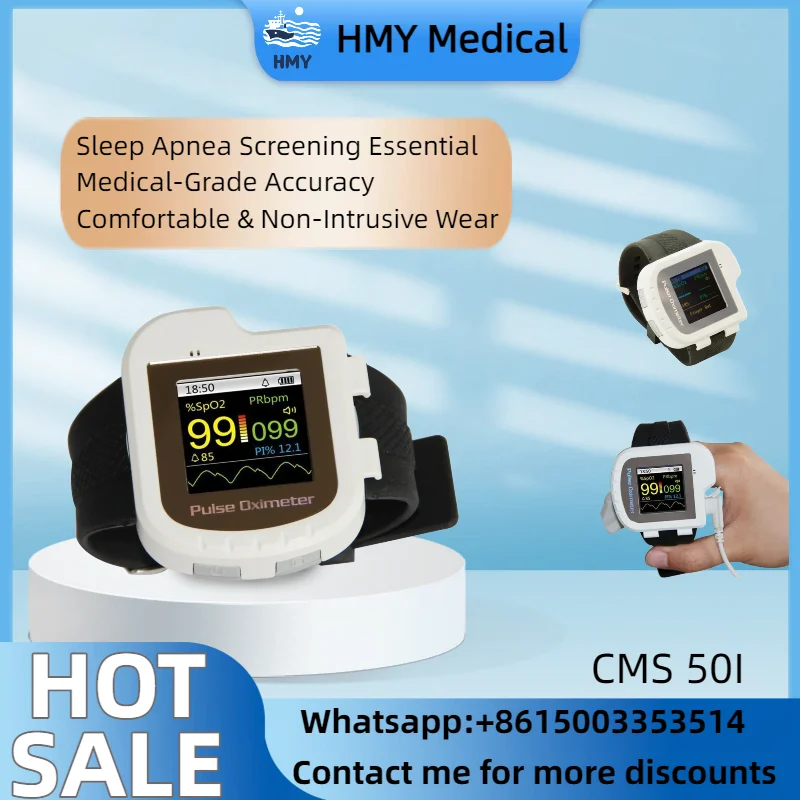 CMS50I Wrist Oximeter, Sleep Apnea Detector with Overnight SpO2 Recording, Pulse Rate & Blood Oxygen Monitor for Sleep Study