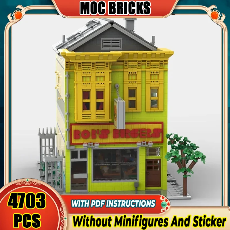 Animated Street View Model Moc Building Bricks Burgers House Technology Modular Blocks Gifts Christmas Toys DIY Sets Assembly