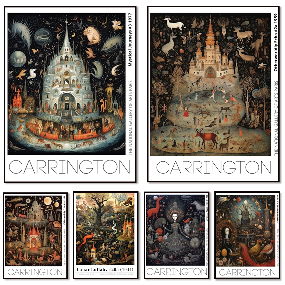 

Leonora Carrington inspiration prints, Leonora Carrington posters, surreal painting wall art posters, gothic fantasy posters