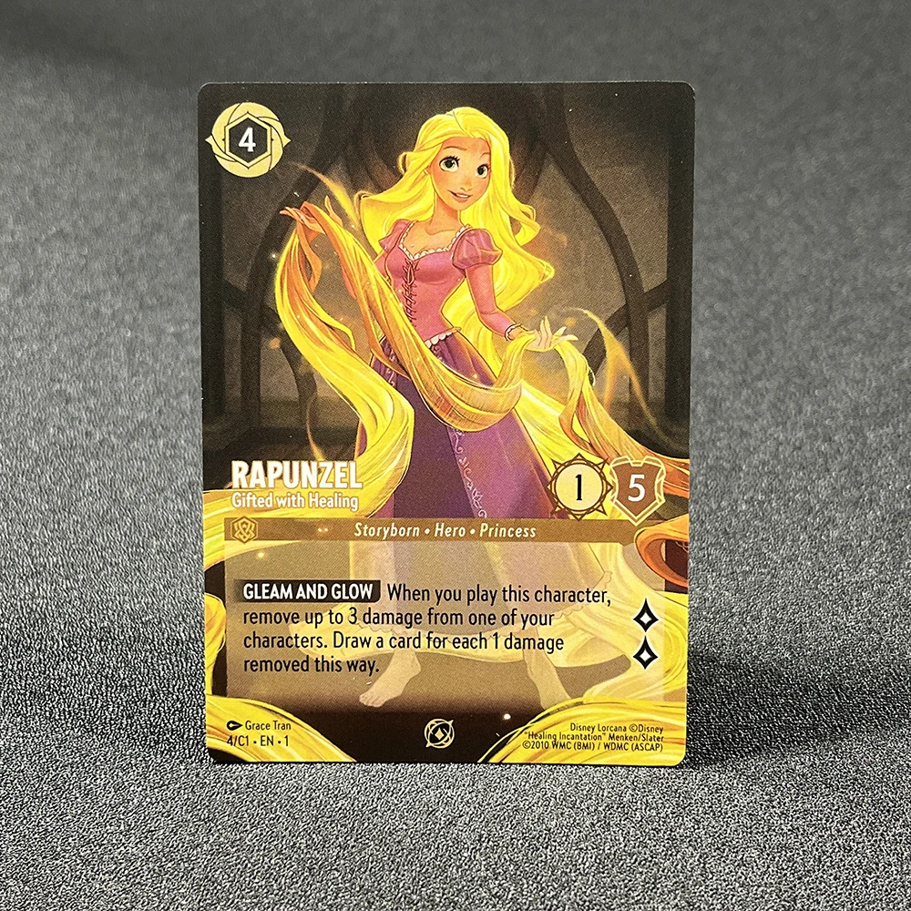 Carta Normal de Lorcana del capítulo 4, ascenso del reflector, no tiene lámina, Proxy TCG, tarjeta de juego Diablo, Cenicienta, Sisu, Rapunzel, Ursula