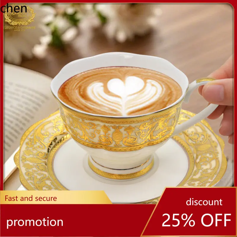 

H1 high-end bone china coffee cup and saucer set - perfect for home afternoon tea, gift box packaging