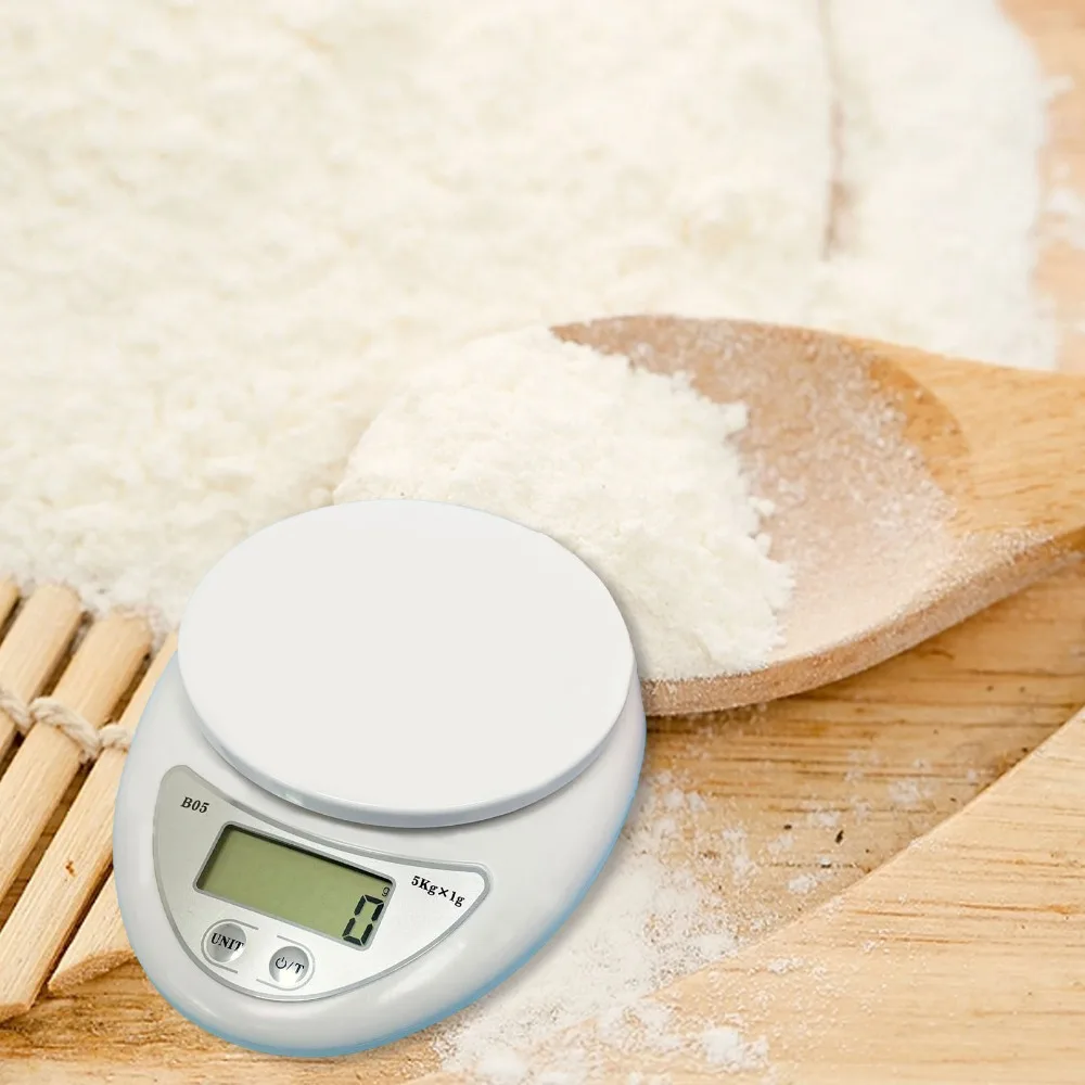 Durable ABS Digital Kitchen Scale White LCD Display Food Scale 5kg/1g Touch Button Coffee Scale Coffee Brewing