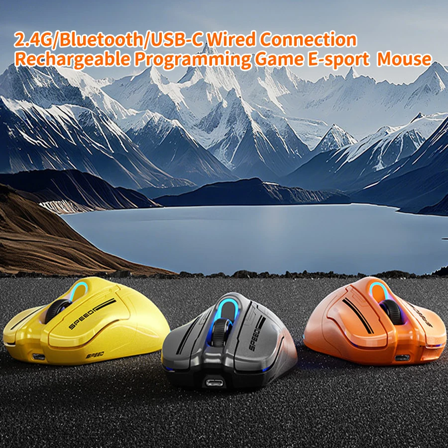 

E-sport Gaming Mouse Supercar Design 2.4G/Bluetooth/USB-C Wired Connection Rechargeable Programming Gamer Mice 1Khz Polling Rate