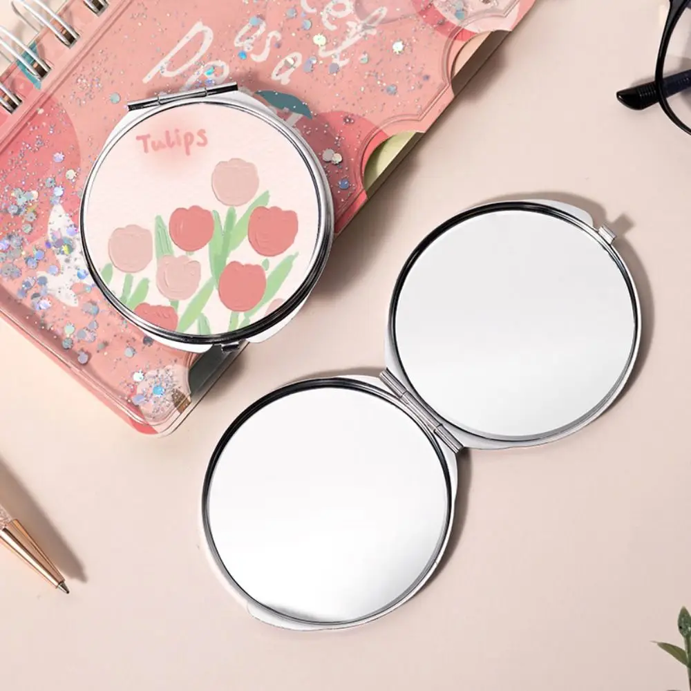 Student Mirrors Tulip Makeup Mirror Rose Square Cosmetic Mirror Handheld Round Folding Mirror Makeup Accessories