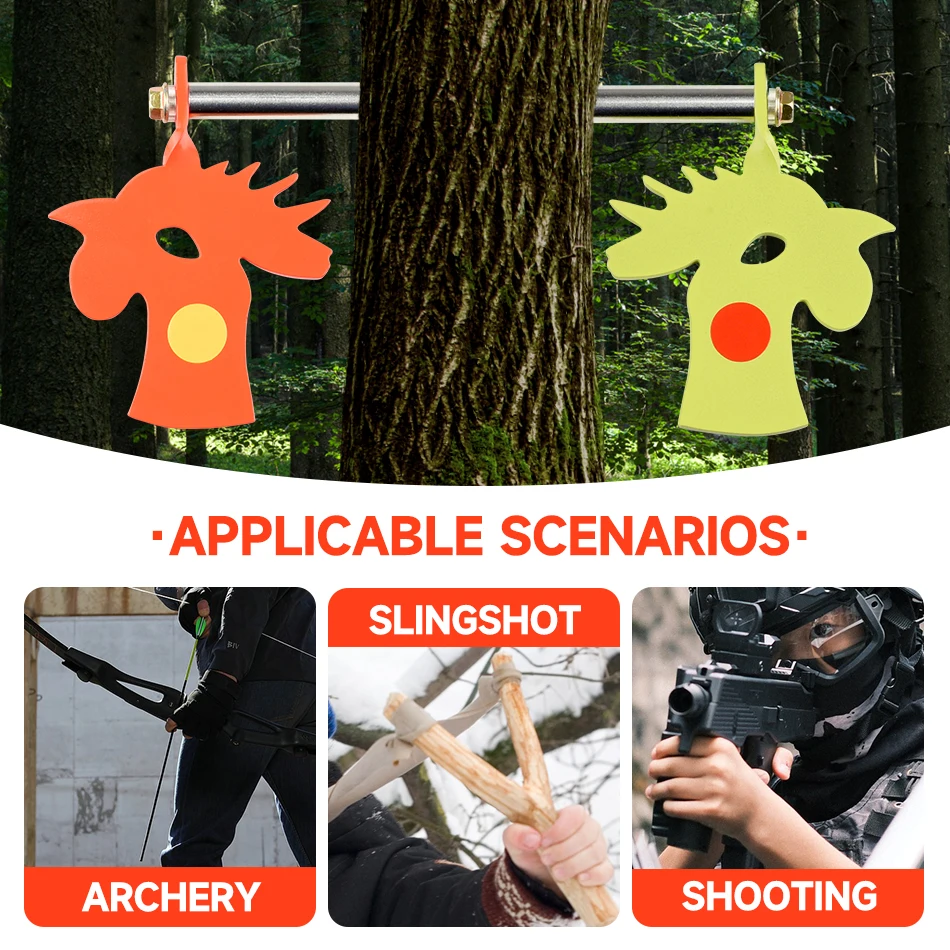 Objetivo de árbol giratorio de Metal de acero inoxidable con forma de Animal, tirachinas para exteriores, pistola de aire, tiro de animales, juego