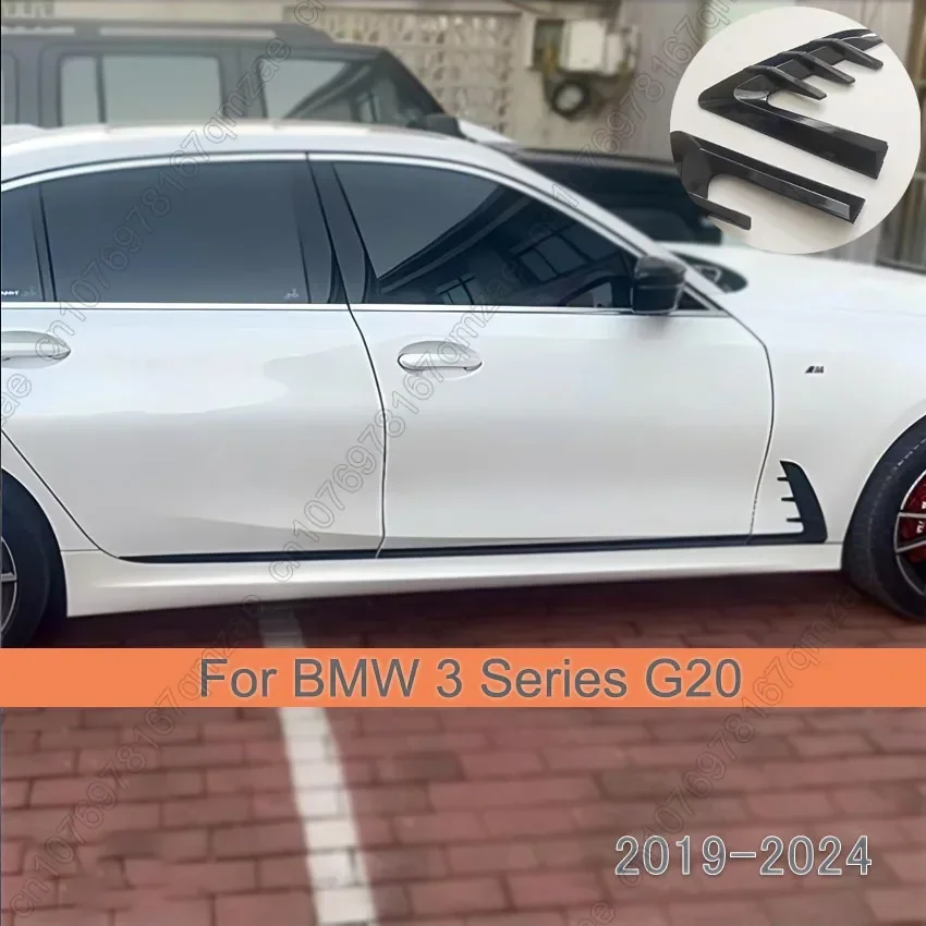 Black 3D Car Stickers For BMW 3 Series G20 2019-2024 ABS Black Car Side Wing Fender Air Guide Vents Frame Trim Car Accessories