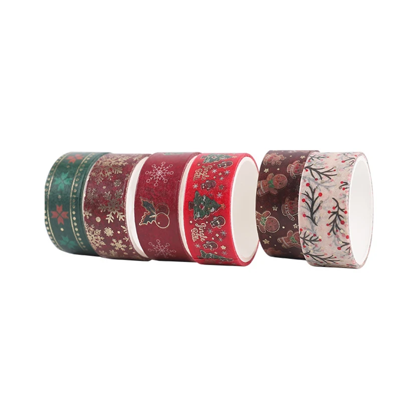 12Pcs Christmas Washi Tape Set Navidad Washi Tapes Journal Supplies Gold Foil Decorative Adhesive Tape Scrapbooking Masking Tape