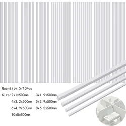 5/10pcs ABS Square White Plastic Pipe Tube Hollow Pipe Perfect for DIY house sand table model building stick tool