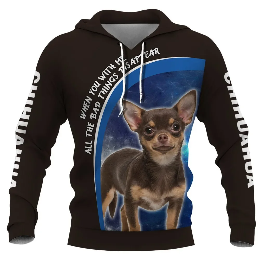 

HX Chihuahua Pocket Hoodie Bad Things Disappear 3D Printed Hoodies Fashion Man Pullovers Harajuku Streetwear Sportswear
