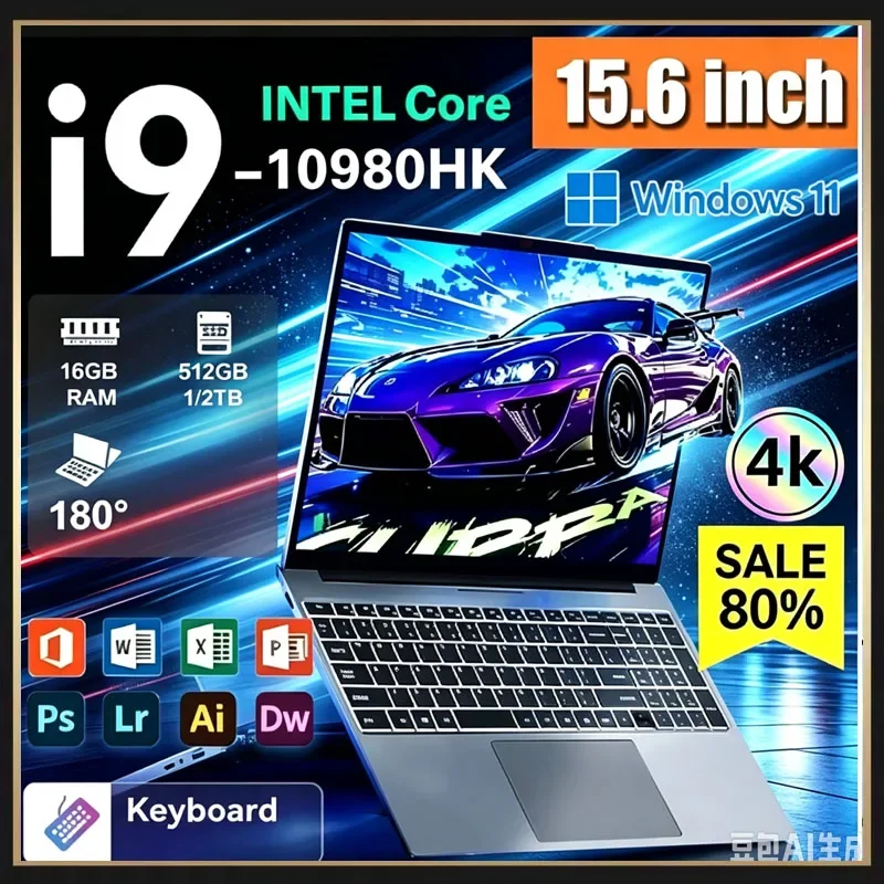 Intel Core i9 10980HK 15.6 Inch Gaming Laptop 32GB RAM 2TB SSD Fingerprint Unlock 4K WiFi 6 Ultrabook Pro Max Speed