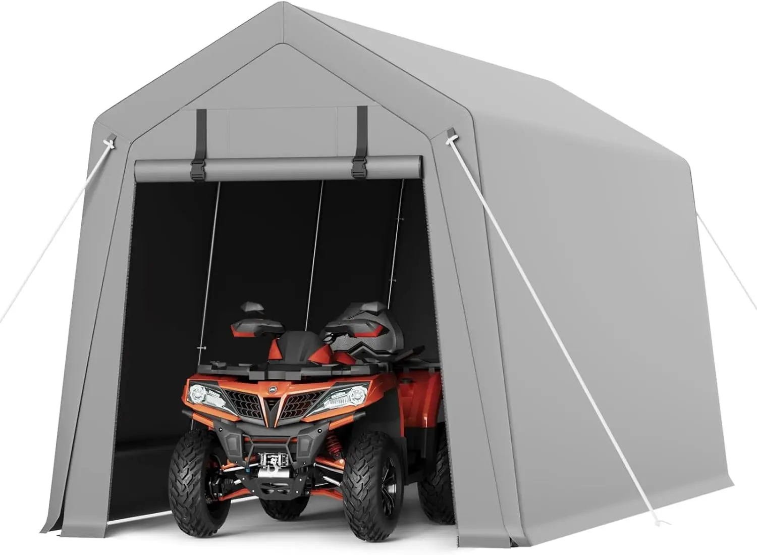 7 X 12 Ft Carport Storage Shed, Portable Garage With Roll-Up Zipper Door, Heavy Duty Waterproof Tarp, Storage For Motorcycle,